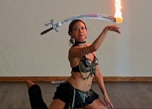 Latin dance fusion show with fire