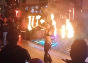 Latin dance fusion show with fire