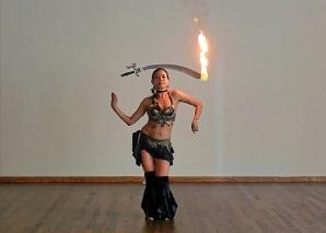 Latin dance fusion show with fire